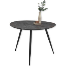 JOE valgomojo stalas iš perdirbto tikmedžio - nepaprastas valgomojo stalas su juodu metaliniu rėmu - 111 x 78 x 108 cm (plotis x aukštis x gylis)