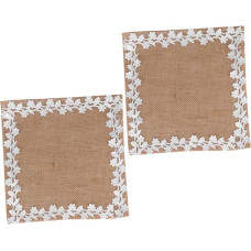 ABOOFAN 2 Stück Platzsets mit Spitzenrand aus Jute Küchenmatten im Amerikanischen Stil Hitzebeständige Tischunterlagen für Restaurant und Hochzeit Beige
