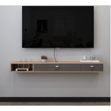 Plūduriuojanti TV spintelė TV spintelė Sieninė plūduriuojanti TV lentyna Daugialypės terpės konsolė TV laikiklis Viršutinė dėžutė Kabelio dėžutė Maršrutizatoriaus laikymo lentyna (140 cm, tamsiai ruda)