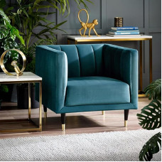 Julian Bowen Salma Scalloped Back Chair, Teal, One Size