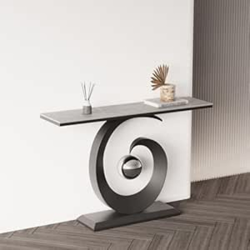 Moderner Rock Panel Konsole Sofatisch mit Metallrahmen, Einfacher Wohnzimmer Beistelltisch für Flur, Foyer, Eingang, Eingang, Eingang, Modern Dekorativ