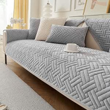 GKXLH Plaunamas minkštas pieno flanelinis sofos užvalkalas 1 2 3 sėdimųjų sofų užvalkalai Neslystantys sofos užvalkalai Sofos užvalkalai Sekcinės sofos kampinis sofos užvalkalas L formos baldų apsauga (šviesiai pilka)