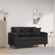Mengtu 2 vietų sofa su dekoratyvine pagalvėle Sofa Sofa Lounge sofa Minkšta sofa Atsipalaiduoti sofa Dvigulė sofa Svečių sofa Loveseat Sofos gyvenamajam kambariui Svečių kambarys Miegamasis Juoda 120 cm dirbtinė oda