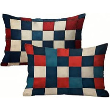 Geometrie Kissenbezug 50 x 75 Leinen 2er Set, Wasserdichter Kissenbezug Modern Kissenbezüge 50x75 Outdoor Wasserdichter, Mode Flauschig Weich Pillow Cover, Deko für Wohnzimmer Sofa Bett K2-444