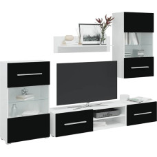 Wohnzimmermöbel-Set, TV-Wandeinheit, modernes Wohnzimmermöbel mit LED-Beleuchtung, Schwarz