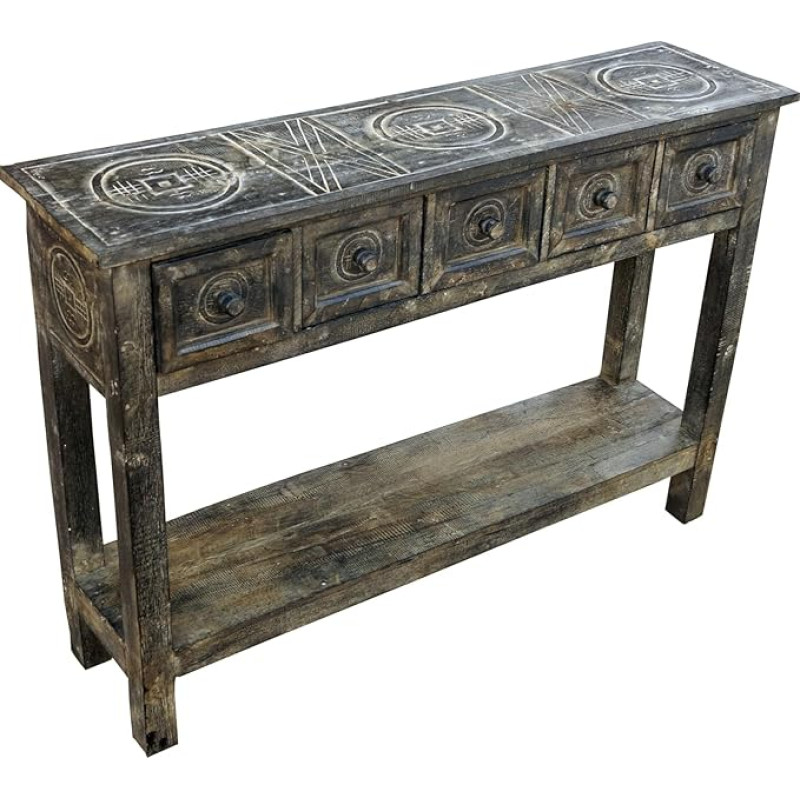 GURU SHOP šoninė spinta, šoninis staliukas su 5 stalčiais - 5 modelis, rudos spalvos, 80 x 115 x 30 cm, Komodos ir šoninės spintos