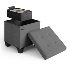 Aufbewahrungs-Ottomane, Würfel mit Aufbewahrungsbehälter, 38,1 cm, quadratischer Ottomane mit Stauraum für Wohnzimmer und Schlafzimmer, kleine Ottomane, Fußhocker, Ottomane, Aufbewahrungstruhe max.