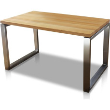 VEIKIN DESIGN London Buko masyvo valgomojo stalas 180 x 90 cm Dizainerių stalas Medžio masyvo stalas su nerūdijančiu plienu Medinis stalas Metalo plieno stalas Medinis Premium valgomojo stalas