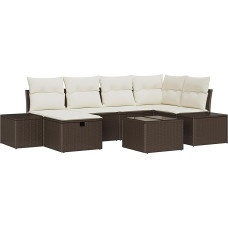 Rantry 7-teiliges Garten Sofa Set mit Kissen Braun Poly-Rattan Gartenlounge Modelis3359387