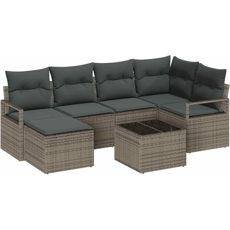 6 dalių sodo sofos komplektas su kilimėliais Schwarz Poly Rattan, 2 dalių sodo sofa su kilimėliais Grau Poly Rattan Gartenlounge Modelis3346459