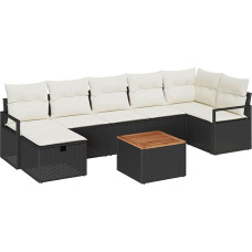 8 dalių sodo sofos komplektas su kilimėliais Schwarz Poly Rattan, 2 dalių sodo sofa su kilimėliais Schwarz Poly Rattan Gartenlounge Modelis3359544