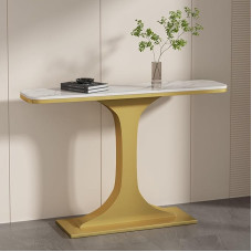 Schmaler Konsolentisch für den Eingangsbereich - Mid-Century Modern Sofatisch mit Stauraum für Wohnzimmer und Flur, 39,4 Zoll Gold-Akzent-Design (100 cm)