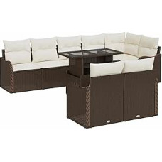 Garten-Sofa-Set mit Kissen 9 pcs Braun Poly Rattan Modelis3348484