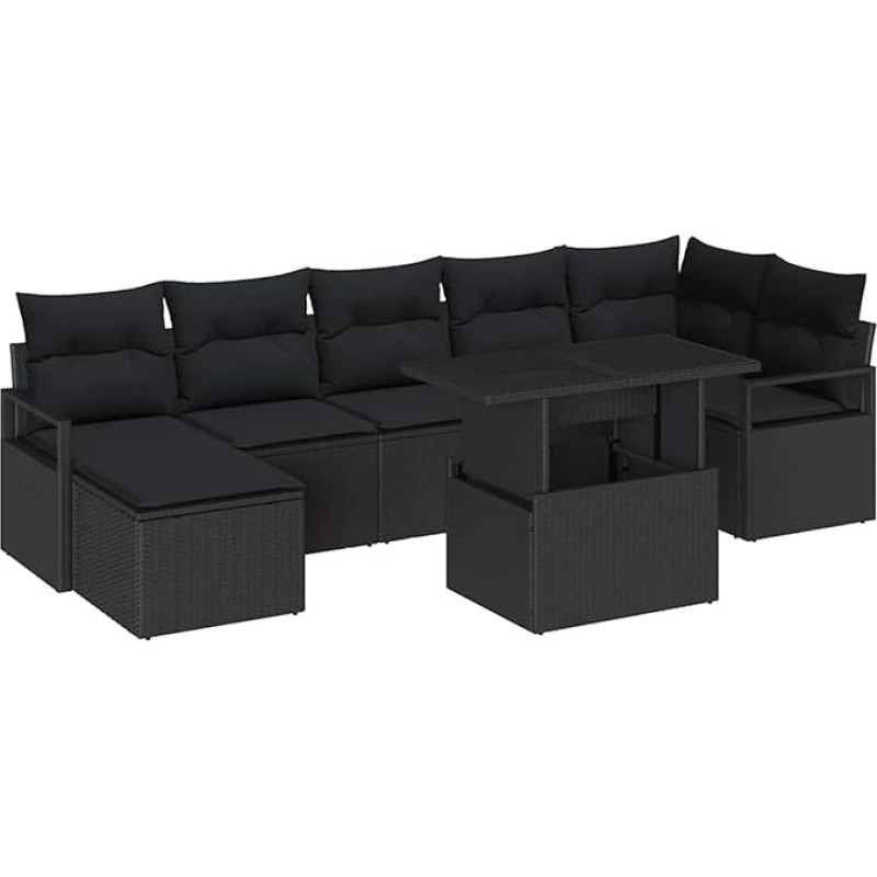 Gartensofa-Set mit Speicher 8 pcs Schwarz Poly-Rattan Gartenmöbel Modelis3348869