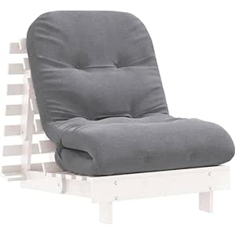 vidaXL Futon sofa lova su čiužiniu, sofa lova su reguliuojamu atlošu, svetainės sofa lova, sulankstoma sofa, balta pušies masyvo mediena