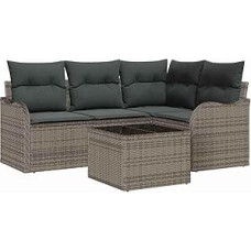 Gartensofa-Set Grau Poly-Rattan Gartenmöbel Modelis3345689