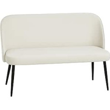 HOMCOM Sofa 2 Seater Small Couch 50 Inch Upholstered Sofa Velvet Look Curved Back Modern Lounge Sofa for Living Room Bedroom Small Spaces Beige