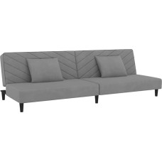 375910 2 vietų sofa-lova su 2 pagalvėlėmis Šviesiai pilkas aksomas