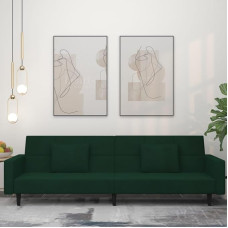 2 vietų sofa su 2 tamsiai žaliomis aksominėmis pagalvėlėmis Baldai Sofos lovos rėmas Lovos rėmas Z rėmas