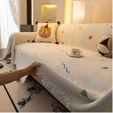 Atmungsaktive Ganzjahres-Sofaschoner, weicher, bequemer Schonbezug for 1-4-Sitzer, Loveseat, Futon-Sofa in L-Form (A, 180 * 420cm)