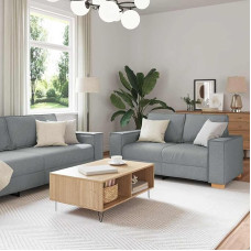 Gecheer 2-TLG. Sofagarnitur mit Kissen Hellgrau Stoff, Moderne Couch Polstersofa für Wohnzimmer Schlafzimmer Spielzimmer3324691