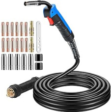 MB15AK MIG/MAG suvirinimo degiklių rinkinys, 5 m žarnos paketas apsauginėms dujoms su euro jungtimi, 22 dalių susidėvinčių dalių rinkinys, įskaitant varinį difuzorių ir kontaktinius antgalius, 180 A, skirtas CO2 argono suvirinimui dirbtuvėse ir