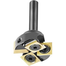 Plattenabflachungsfräser, 1/4 Schaft, 1 Zoll Schnittdurchmesser, ATS-Beschichtung, 2+2 Nuten, Hartmetalleinsatz, CNC-Spoilboard-Oberflächenfräser mit 4 Hartmetalleinsätzen für