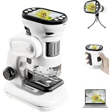 Auveach Digital Microscope 3-in-1 for Children 1000X, USB Portable Microscope with 2.0 Inch Screen - Scientific Kit, 14 Prepared Slides & 32GB Memory Card, Educational Toy Gift