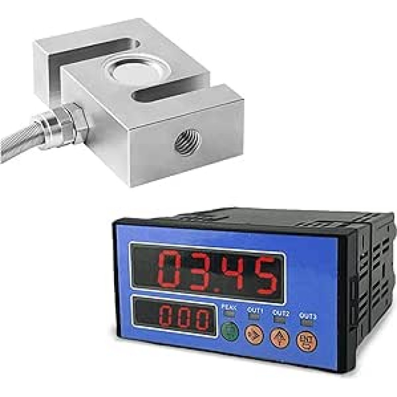 S tipo apkrovos elementas + svėrimo indikatorius 10 kg 20 kg 30 kg - 1 tonos 2T didelio tikslumo įtempimo matuoklis platformos svarstyklėms, sunkvežimių svarstyklės svėrimo prietaisams (300 kg indikatorius)