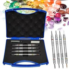 2-9-stufiger Kratztester, Mohs-Härteprüfgerät, 4 doppelseitige Edelstahlstifte mit Aufbewahrungsbox, Härteprüfgerät für Keramik, Fliesen, Marmor, Jade, Schmuck