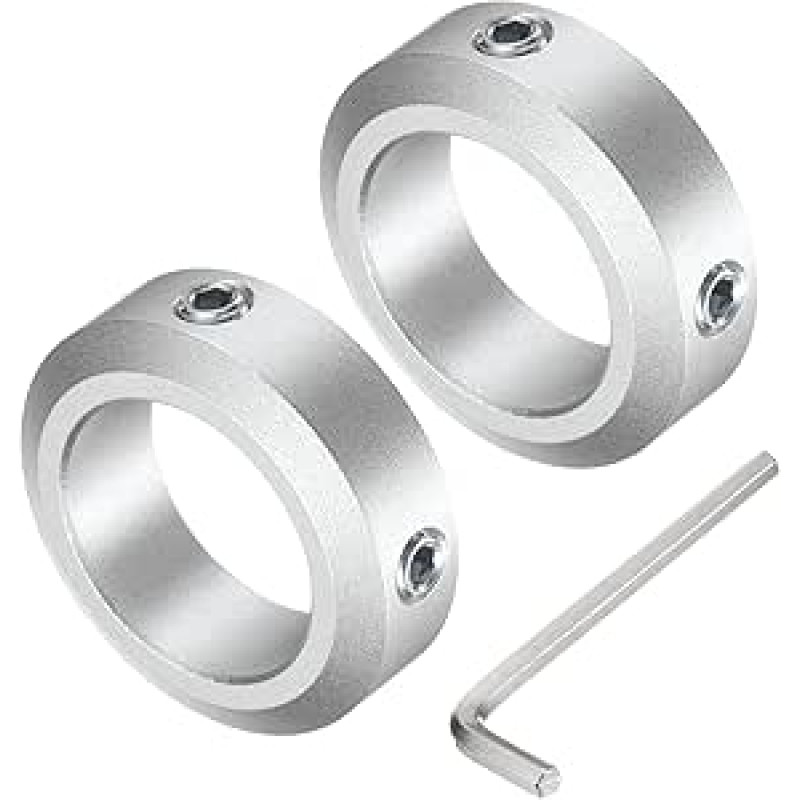 Aprūpinimo žemėlapis 2 sraigtinių veleno apykaklių rinkinys 25 mm kotui, 2 vnt. 38 mm skersmens 12 mm storio, aliuminio lydinio tvirtinimo apykaklės su M6 reguliavimo varžtais ir a