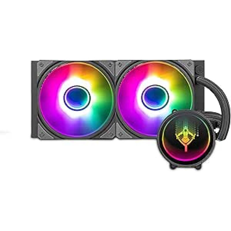 Yeyian Water Cooling for CPU Cooler Intel and AMD Compatible PC Gaming PC Cooling AIO with 2 x 120 mm RGB Fans 240 mm 2000 rpm (New 2024)