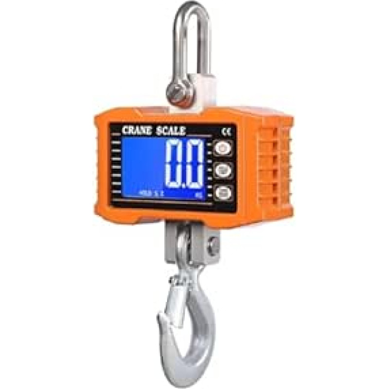 Skaitmeninis rankinis vežimėlis 1000 kg/2204 lbs Hakenwaage mit LCD-Hintergrundbeleuchtung, Einheitenwechsel/Datenhaltung for Bau, Fabrik, Bauernhof Mehrere Funktionen(Orange)
