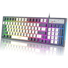 Wired Gaming Keyboard LED RGB Backlit Keyboard with Shortcuts Anti-Ghosting Keys Multimedia Ergonomic Removable Keys 96 Keys for Desktop PC Laptop