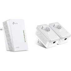 TP-Link TL-WPA4220 AV600 WLAN N300 WiFi Powerline (Max. 600 Mbit/s Powerline, Max. 300Mbit/s WLAN 2.4GHz) White & TL-PA4010P KIT 600Mbit/s 2-Port Passthrough Socket Powerline Adapter Set, White