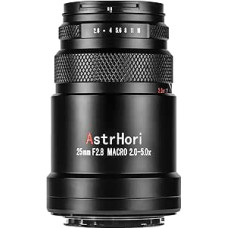 AstrHori 25mm F2.8 2X-5X Ultra Macro Lens Full Frame Rankinis fokusavimas Suderinamas su Fuji X veidrodiniais fotoaparatais, X-A1, X-A10, X-E2, X-A2, X-A3 ir kt.