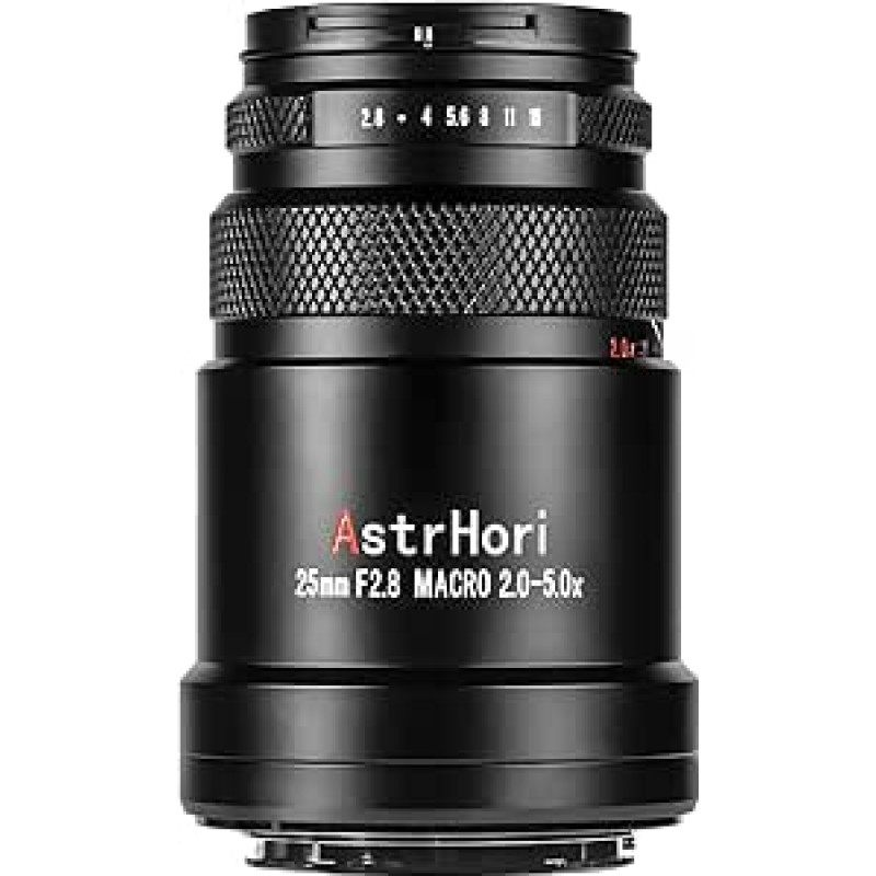 AstrHori 25mm F2.8 2X-5X Ultra Macro Lens Full Frame Rankinis fokusavimas Suderinamas su Fuji X veidrodiniais fotoaparatais, X-A1, X-A10, X-E2, X-A2, X-A3 ir kt.