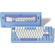 SK75 75% aliuminio belaidė mechaninė klaviatūra ANSI US, iš anksto sutepti POM jungikliai, RGB kreminė žaidimų klaviatūra, 3 režimai BT5.0/2.4G/USB-C, keičiama klaviatūra su plomba, mėlyna