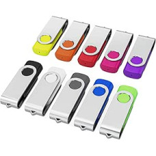 USB atmintinė 512MB, 10 vnt., 2.0 atminties lazdelių, pasukama duomenų saugykla Metalinės atminties lazdelės Flash Drive USB lazdelės, 10 vnt. (10 spalvų)
