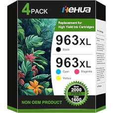 hehua 963 XL rašalo kasetės, suderinamos su HP 963XL, skirtos HP Officejet Pro 9010 9012 9013 9014 9015 9016 9020 9022 9023 9025 spausdintuvo kasetėms, suderinamoms su HP 963 XL, 4 vnt.