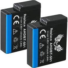 2 x SK baterija, skirta GoPro | 1250 mAh | Go Pro Hero 2018 Hero 5 Hero 6 Hero 7 Black AABAT-001 AHDBT-501 CS-GDB501MX Hero2018 Hero6 Hero7