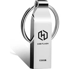 USB atmintinė 128 GB metalinė USB atmintinė su raktų pakabuku, atspari vandeniui, skirta kompiuteriui, nešiojamajam kompiuteriui, kompiuteriui