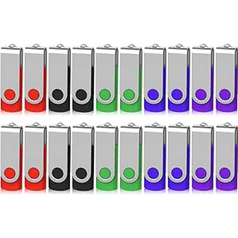 20 vnt. USB atminties kortelių USB 2.0 skaitmeninis duomenų saugojimo ir perdavimo įrenginys (žalias/raudonas/juodas/mėlynas/violetinis) Daugiaspalvis 4GO