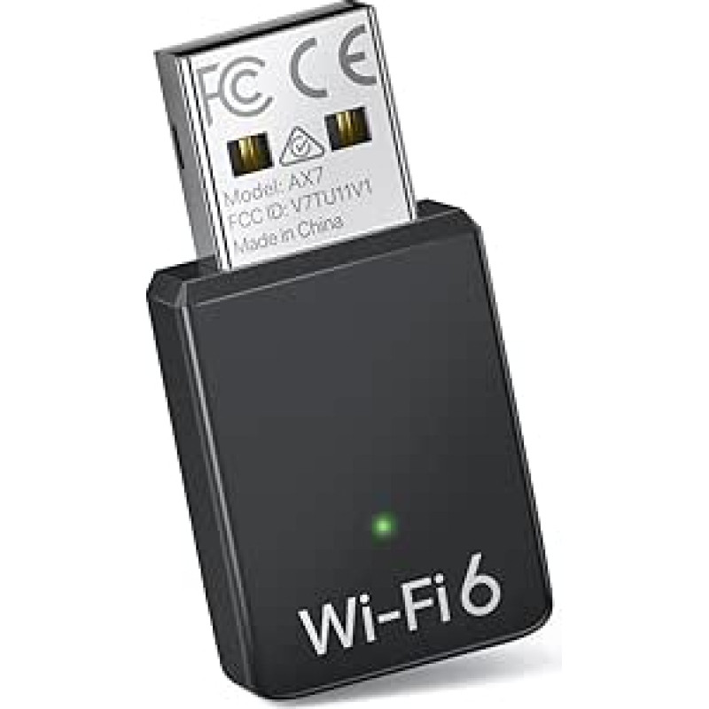 BrosTrend AX900 USB WiFi 6 WLAN Stick Linux Ubuntu, Mint, Debian, Raspberry Pi OS, Kubuntu, Lubuntu, LMDE, Mate, Zorin, Windows 11/10/7 ir kt. Kompiuterio mini USB WiFi adapteris Dviejų dažnių 5 GHz ir 2,4 GHz, OFDMA