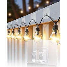 AGPTEK Pack of 100 Self-Adhesive Fairy Lights Hooks, Transparent, No Damage, Large Cable Holder for Fairy Lights Balls, String Lights, Outdoor and Indoor