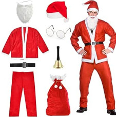 TK Gruppe Timo Klingler 6 in 1 Kalėdų Senelio kostiumas - Kalėdų Senelio kostiumas Kalėdoms - vyriškas / suaugusiųjų