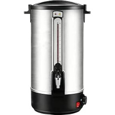 Glühweinkocher 20 L,Glühweinkocher Mit Zapfhahn Thermostat,Glühweintopf Edelstahl Mit Wasserstandsanzeige, Einstellbare Temperatur Von 30-110°C,Silber 35L