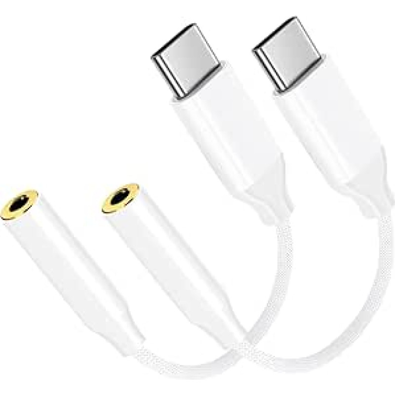 2 pakuotės USB C į 3,5 mm lizdą, C tipo į pagalbinį garso kabelį, pagalbinis USB C ausinių adapteris, skirtas 