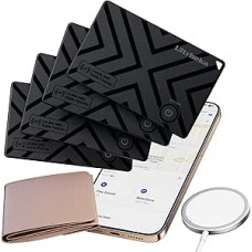 4 pakuotės itin plonas MFi sertifikuotas piniginės sekimo įrenginys su 1 belaidžiu įkrovikliu | Suderinamas su 