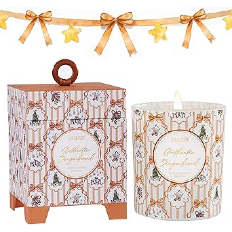 M&SENSE Kvapiosios žvakės stiklinėje Kalėdos Autentiškas imbierinis meduolis Natūralaus sojų vaško kvapioji žvakė Dovana Kalėdoms, gimtadieniui, namų šildymui 210 g 50 valandų degimo laikas